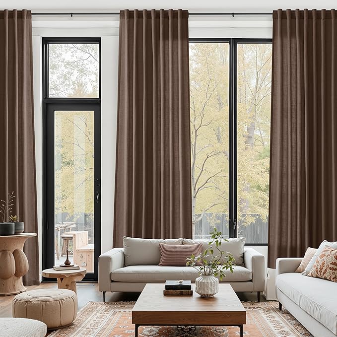 Cappuccino Linen 144 Inch Curtains by Nanspring