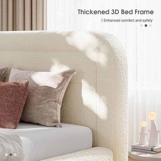 Homkdom Cloud Bed Frame with Headboard, Upholstered Soft Queen Bed Frame with - Image 7