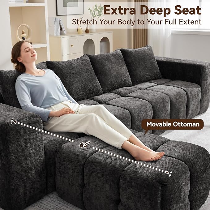 119" Boneless U-Shaped Sofa Couch - Image 4