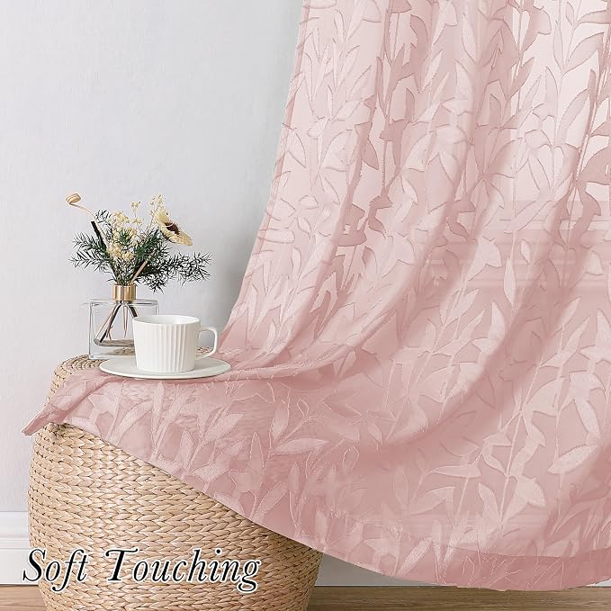 Lecloud Leia Semi Sheer Pink Curtains - Image 4