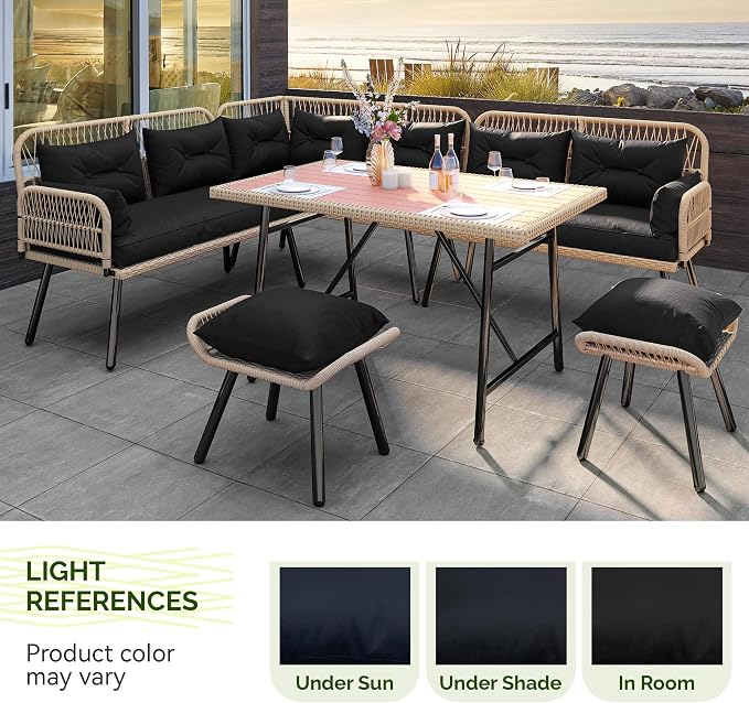 YITAHOME L-Shaped Patio Furniture Set, All-Weather Rattan Outdoor Conversation - Image 4