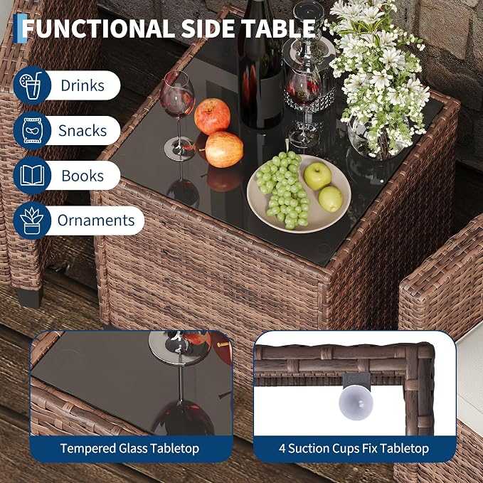 3-Piece Patio Furniture Set, Outdoor PE Rattan Chair - Image 5