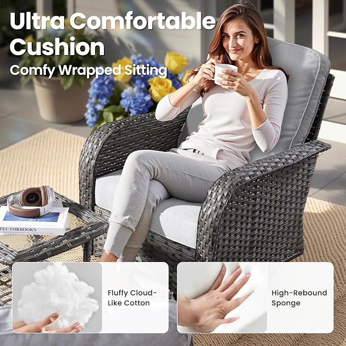 ovios 3-Piece Patio Furniture Set, Outdoor Wicker Sofa - Image 5