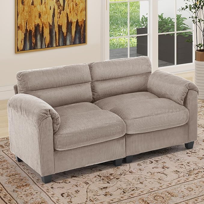 HAOMARKETS Corduroy Sofa Set, Upholstered Loveseat - Image 3