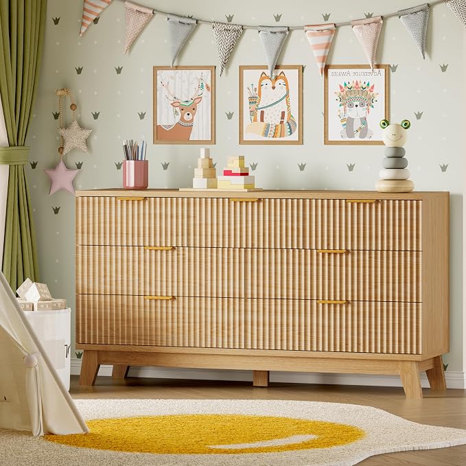 BORNOON Fluted 7 Drawer Dresser, 47.2" Wide Modern Boho Chest of Drawers - Image 7