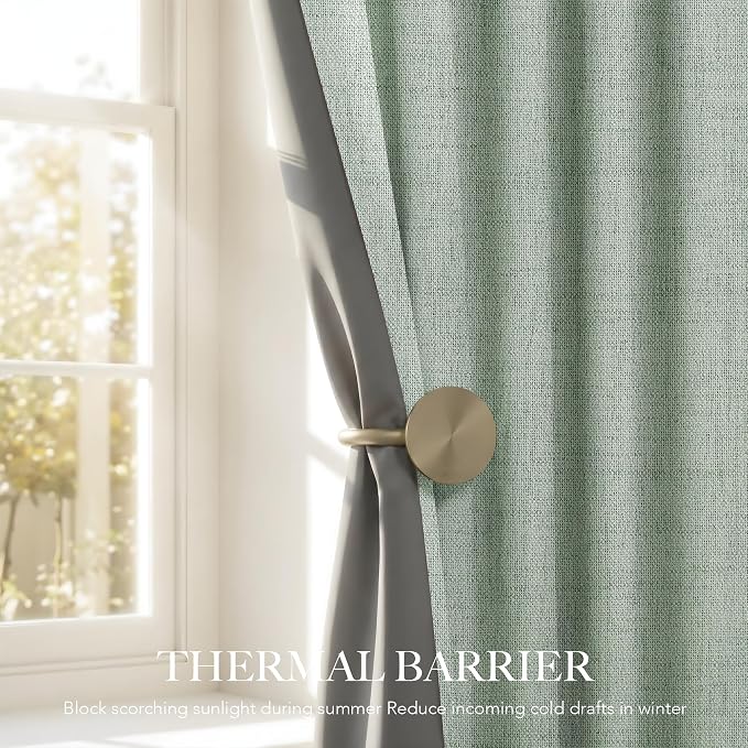RYB HOME Sage Green 100% Blackout Curtains 84 inches Long, Thermal Insulated - Image 5