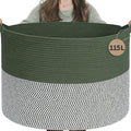 INDRESSME 115L Extra Large Cotton Rope Blanket Basket, Home Decor Laundry by INDRESSME
