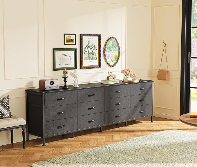 Huuger 70 Inch Black Dresser for Bedroom, TV Stand for 65, 80 Inch TV, 12 - Image 7