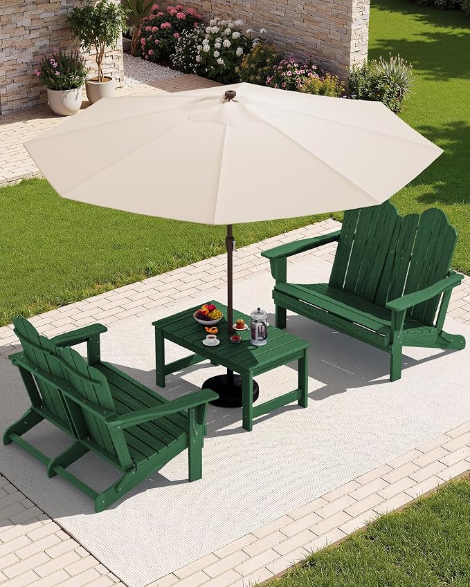 SERWALL Folding Adirondack Bench, HDPE All-Weather Adirondack Loveseat - Image 3