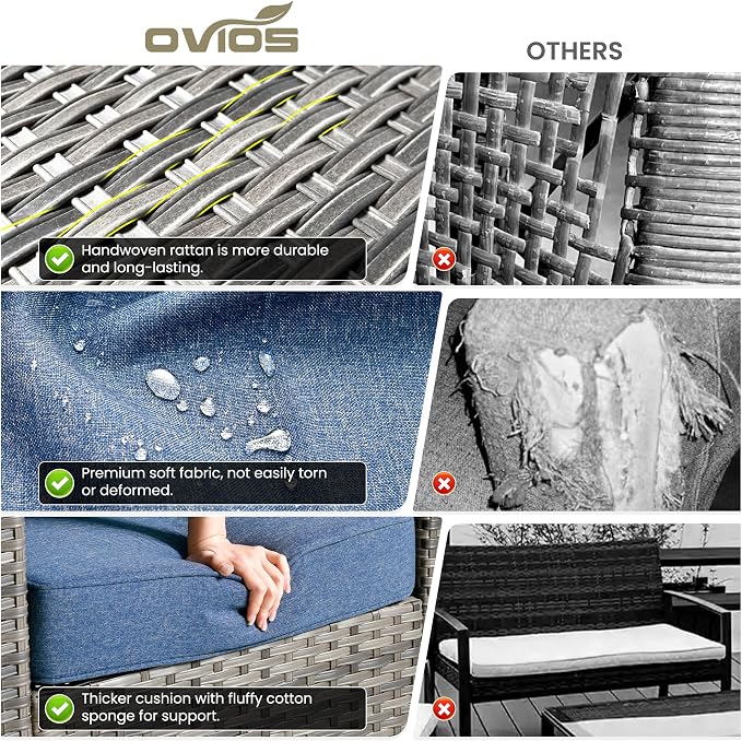 ovios 2-Piece Patio Furniture Set, Outdoor Wicker Sofa - Image 7