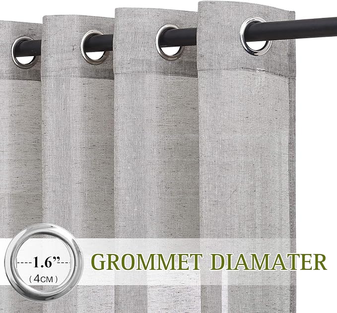 NICETOWN Linen Curtains Charcoal Grey - Image 2
