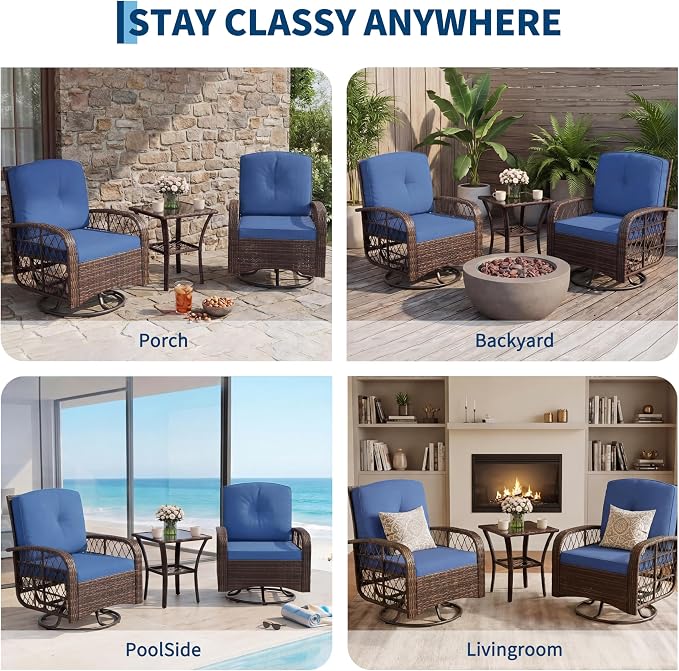 3-Piece Patio Furniture Set, 2 Swivel Rocking Chairs - Image 8