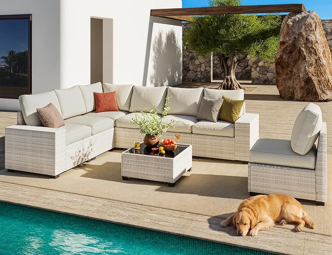 olimix 8 Piece Outdoor Patio Furniture Set, Outdoor Sectional Furniture - Image 2