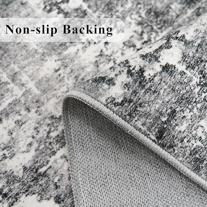 Washable 2x3 Entryway Area Rugs: Abstract Water Resistant Kitchen Rug Non-Slip - Image 3
