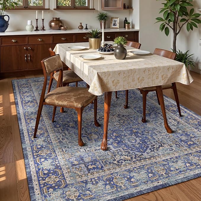 Washable Area Rug 9' x 12' Vintage Traditional Persian Mat - Image 3