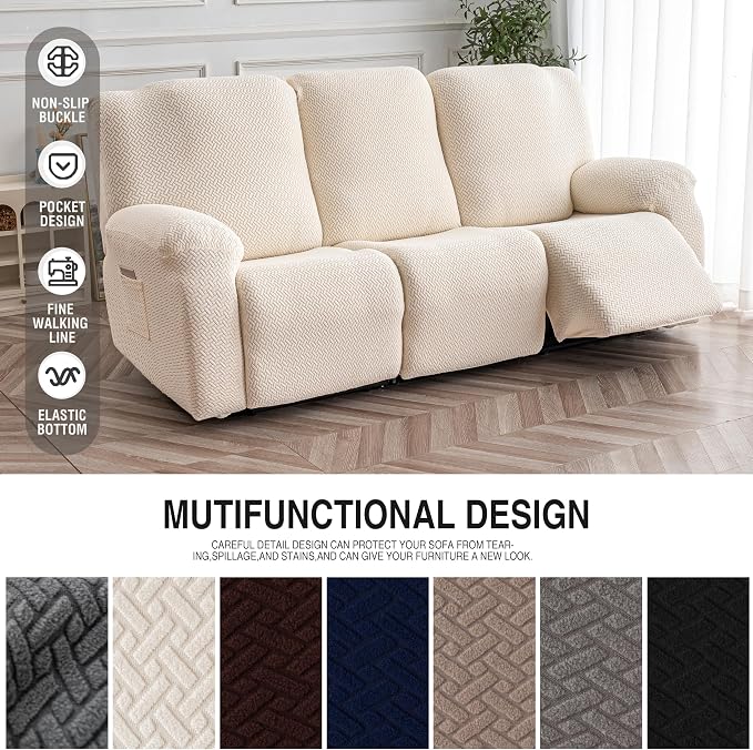 Genina Recliner Sofa Cover Stretch Couch Covers, Sofa Slipcover - Image 3