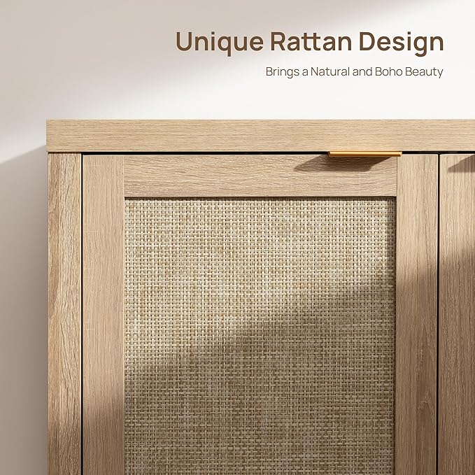 SICOTAS Rattan Cabinet Sideboard Buffet Storage Cabinet - Image 4