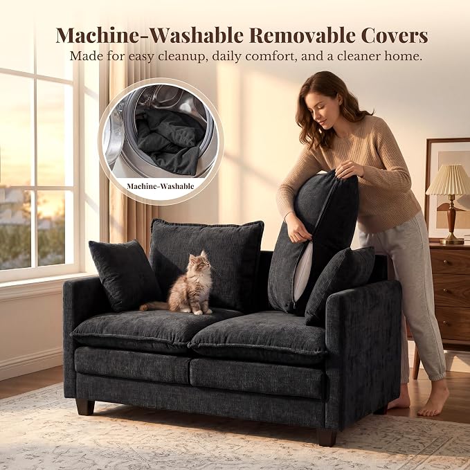 Loveseat Sofa with Cloud 3-Layer Cushion & 27" Deep Seat, Modern Small Couch - Image 5