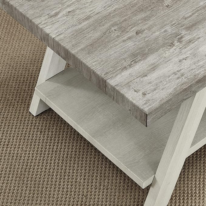 Roundhill Furniture Athens Contemporary Two-Tone Wood Shelf Side Table - Image 4
