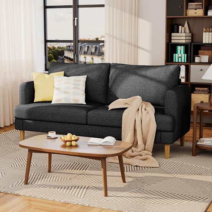 70" Modern Loveseat Sofa with USB Type-C Ports, Linen Fabric 2-Seater Deep Seat - Image 7