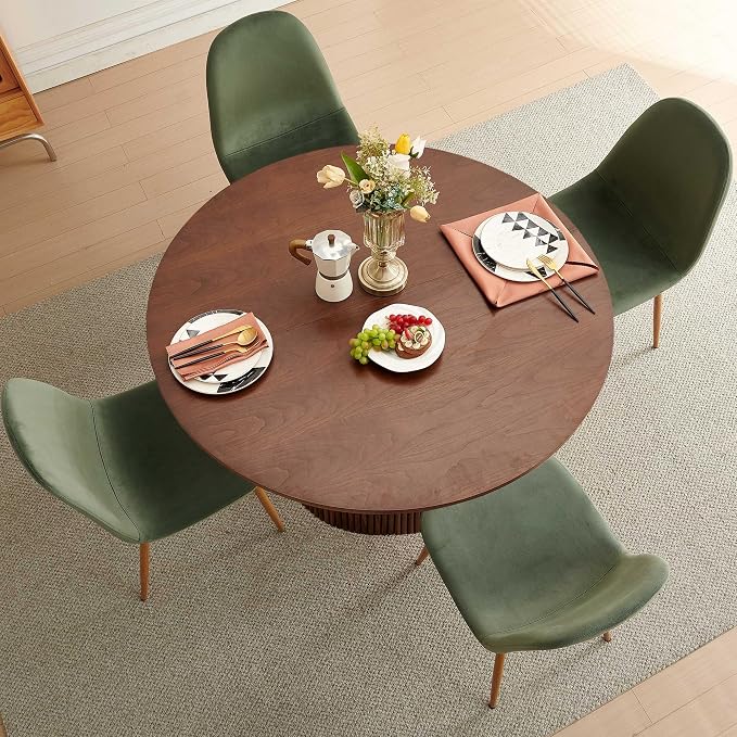 Dining Table Set for 4, Mid Century Modern 47 Inch Wooden Round Dining Table Set - Image 4