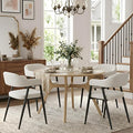 HNY Modern Dining Room Arm Chairs Set of 4, Faux Sherpa Boucle Upholstered by HNY