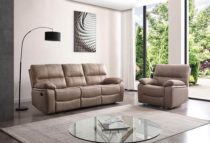 Betsy Furniture Microfiber Reclining Sofa Couch Set Living Room Set 8007 by BetsyFurniture