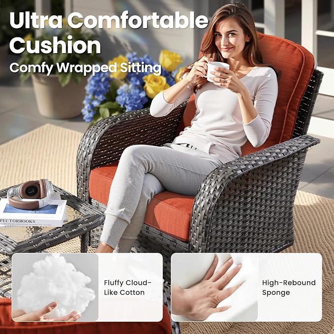 ovios 3-Piece Patio Furniture Set, Outdoor Wicker Sofa - Image 5