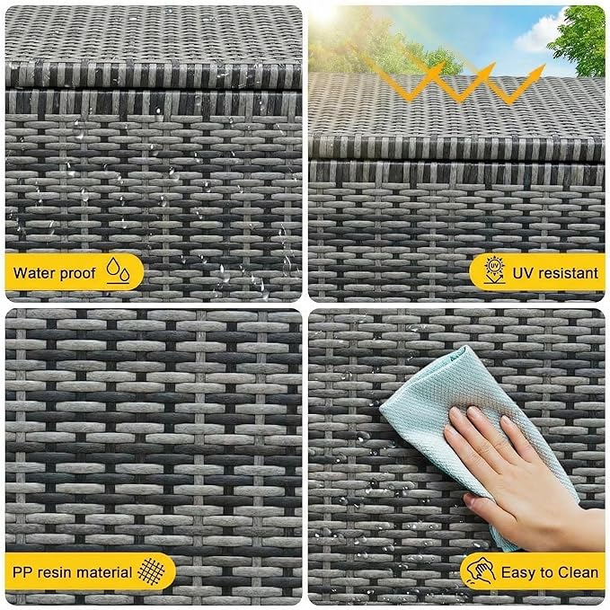 GarveeLife Outdoor Wicker Storage Box, PE Rattan Patio Storage Chest - Image 6