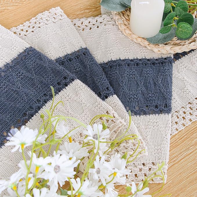FEXIA Boho Blue Table Runner 48 Inches Long - Image 3