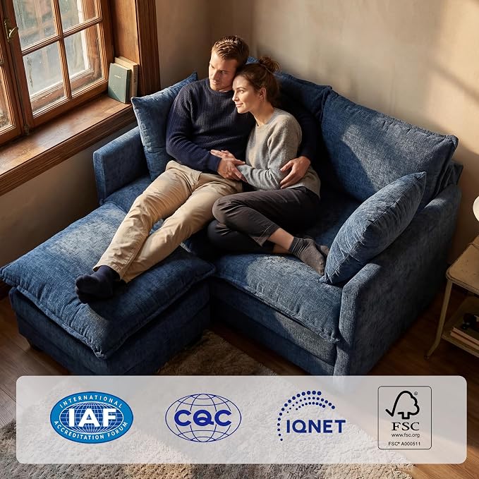 Loveseat Sofa with Ottoman, Cloud 3-Layer Cushion, Living Room, in a Box - Image 3