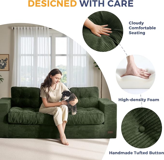 MAXYOYO Oversized Loveseat Sofa Couch, Upholstered Bean Bag Chair Cloud 3-Seat - Image 7
