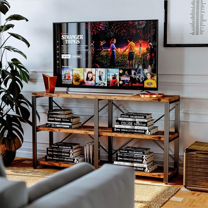 IRONCK Bookshelf Double Wide 55 in 3-Tier, Industrial Bookcases, Wood and Metal - Image 5