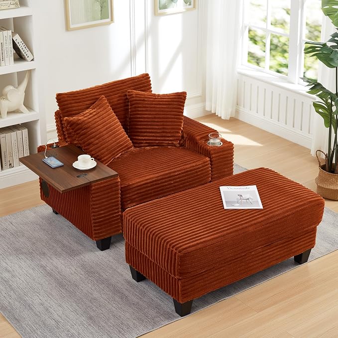 KEIKI Corduroy Storage Armrest Sofa, Single Versatile Seat - Image 4