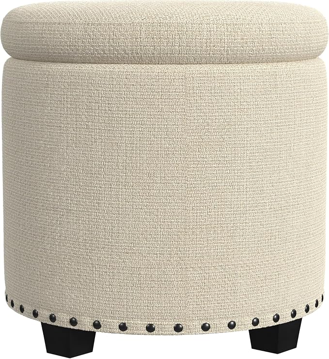 HomePop Home Decor | Upholstered Round Storage Ottoman - Image 8