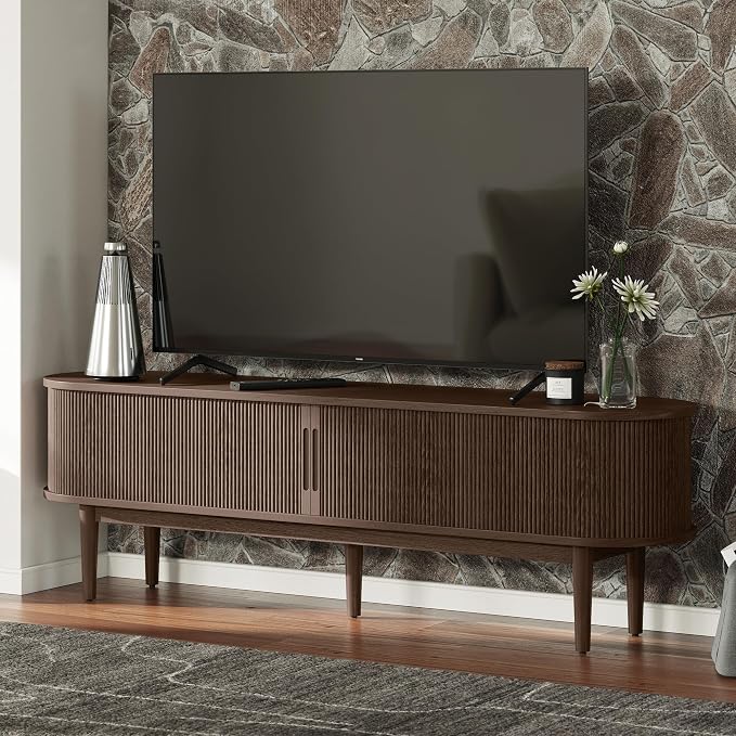 LINSY HOME 58" Fluted TV Stand for TVs up to 65 Inch, Mid Century Modern - Image 2
