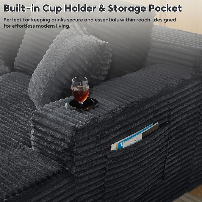 125 Inch Modular Sectional Sofa, Cloud Couch Oversized U Shaped Corduroy Sofa - Image 4