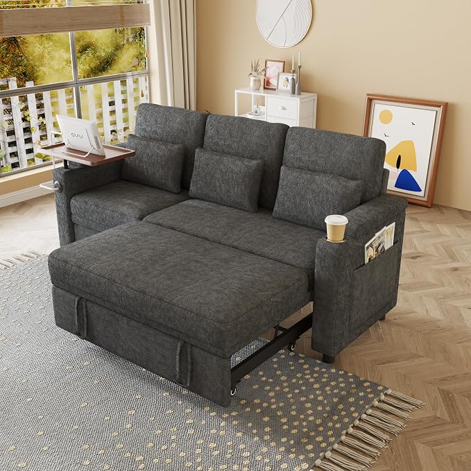 Sectional Sleeper Sofa with Pull Out Couch and Reclining Chair, Modern 3-in-1 - Image 5