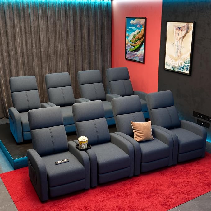 GarveeHome Linen Fabric Manual Recliner Chair, - Image 7
