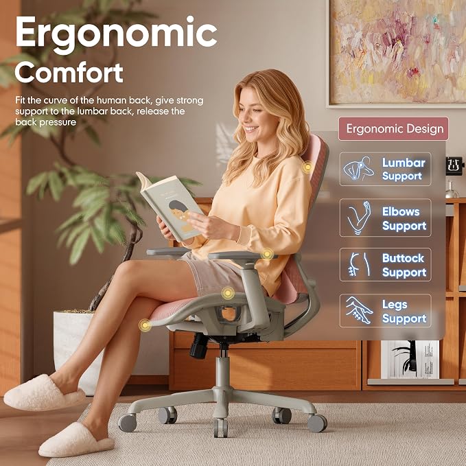 ELABEST Mesh Office Chair, Ergonomic Computer Desk Chair, Sturdy Task Chair- - Image 6