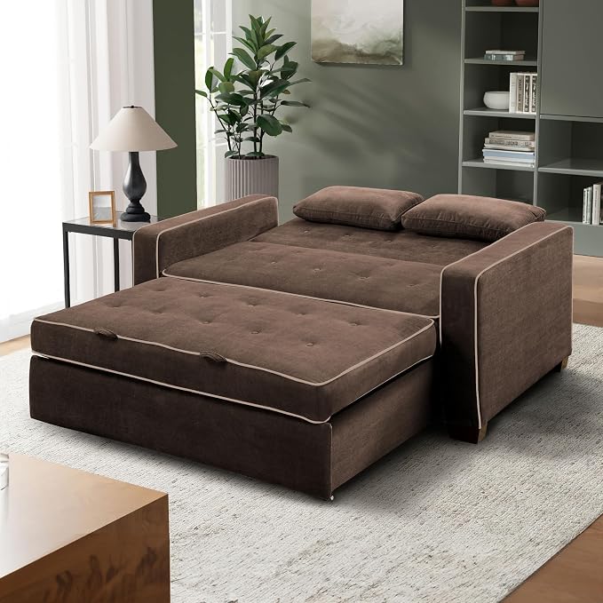 Serta Ainsley Loveseat with Pull Out Sleeper Microfiber Java Full - Image 2