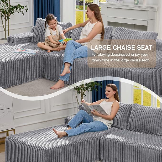 Hobestluk Modular Sectional Sofa Couches L-Shape Couch 3 Seat Modular Sofa - Image 4
