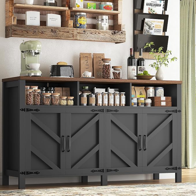 knoworld Buffet Sideboard with Storage Farmhouse with 4 Doors, Dining Room by KNOWORLD