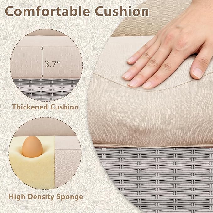 LOUVIXA 7 Piece Outdoor Patio Furniture Set, Rattan Chairs Glass Table Wicker - Image 7