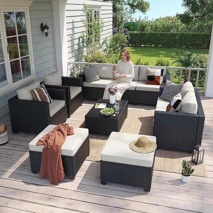 Aoxun 10 Piece Outdoor Patio Furniture Set 7 Seats, Outdoor Sectional - Image 2
