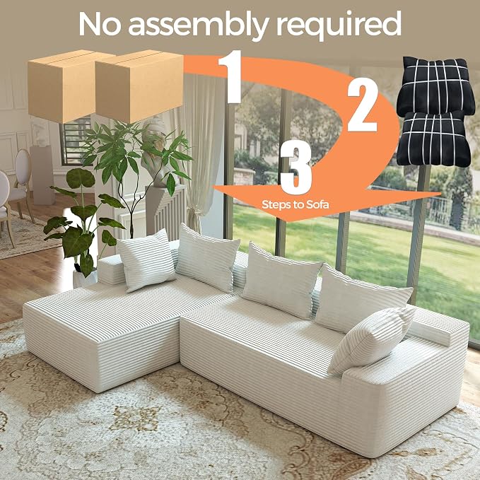 108"Modern Sectional Sofa, Modular Convertible L-Shape Sofas, Upholstered - Image 6