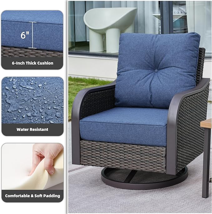 Outdoor Swivel Rocker Chairs, Wicker Swivel Rocking Chairs - Image 4