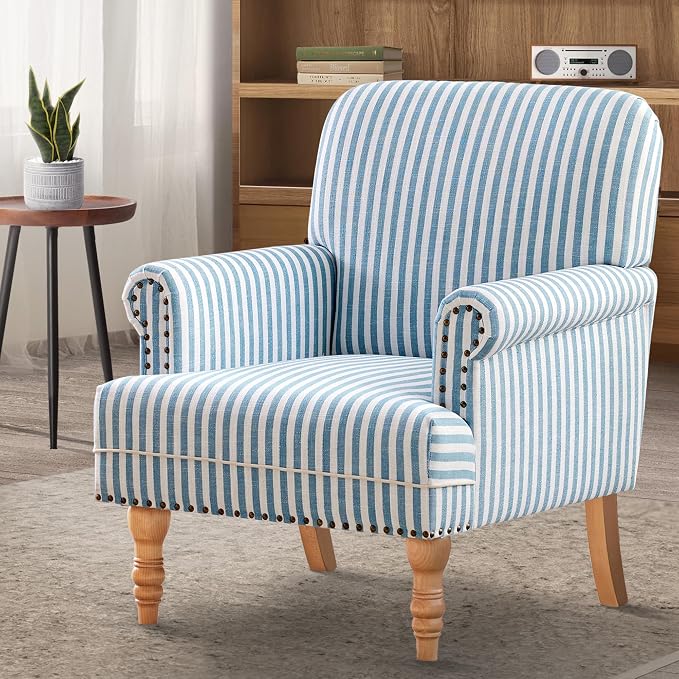HUIMO Linen Fabric Accent Chair, Mid-Century Modern Armchair by HUIMO