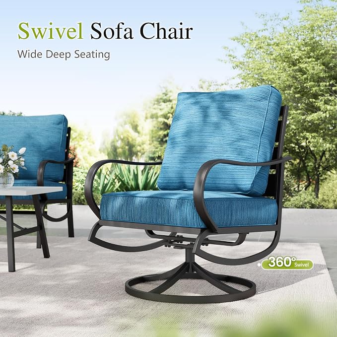 Sophia & William 2 Pieces Patio Furniture Sets Metal Sofa Chairs Patio Cushion - Image 5