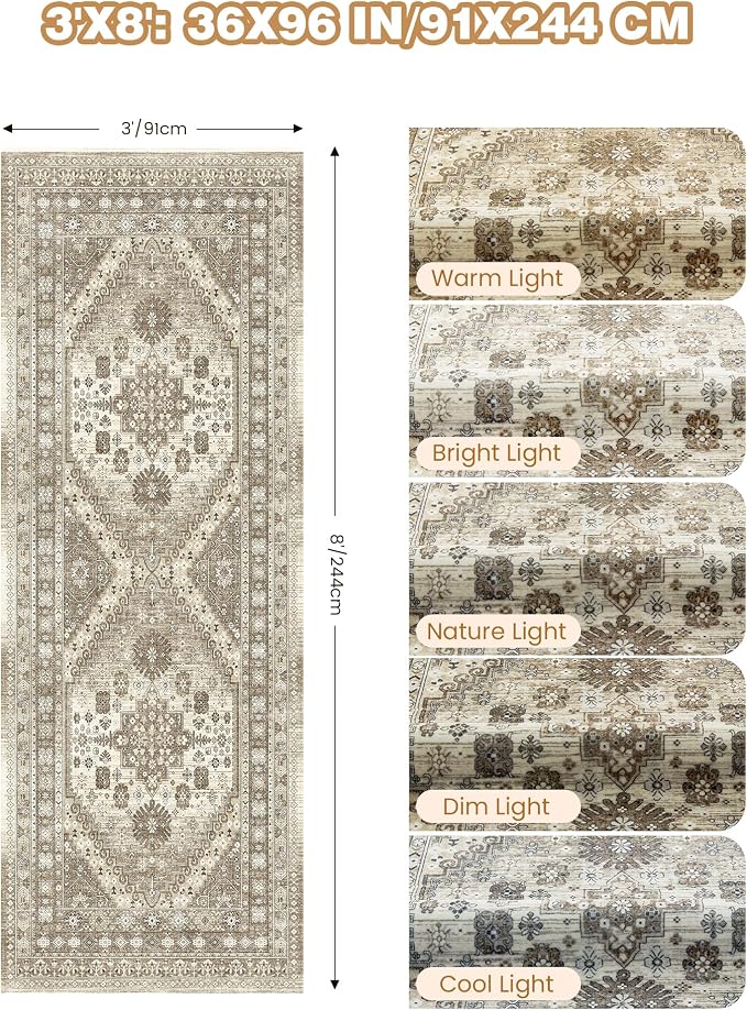 3x8 Runner Rug Non Slip Washable - Image 2